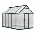Serre de jardin en aluminium vert foncé et polycarbonate translucide 310 × 190 × 195 cm avec porte frontale