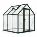 Serre de jardin en aluminium vert avec panneaux transparents et lucarne, 190 × 190 × 195 cm