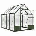 Serre de jardin en aluminium vert foncé et polycarbonate transparent, 190 × 190 × 200 cm, double porte et aérations de toit