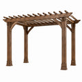 Pergola de jardin en bois brun avec toit ajouré, 365 × 305 × 254 cm, style rustique