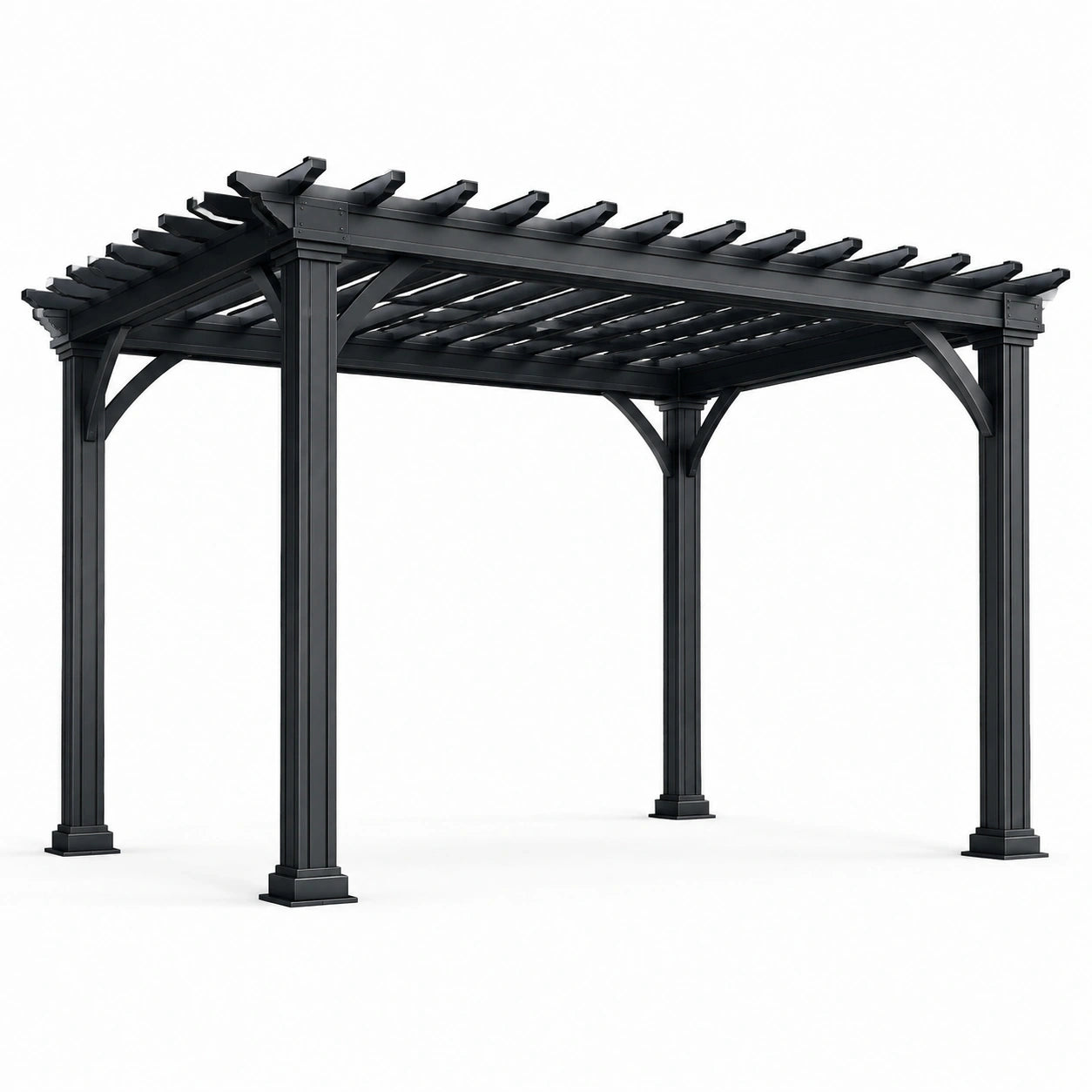 Pergola de jardin en aluminium noir avec toit ajouré, 400 × 300 × 250 cm