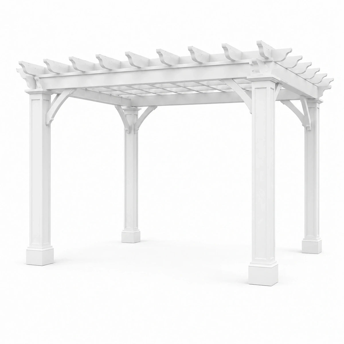 Pergola de jardin en PVC blanc à toit ajouré, 305 × 305 × 244 cm, style classique