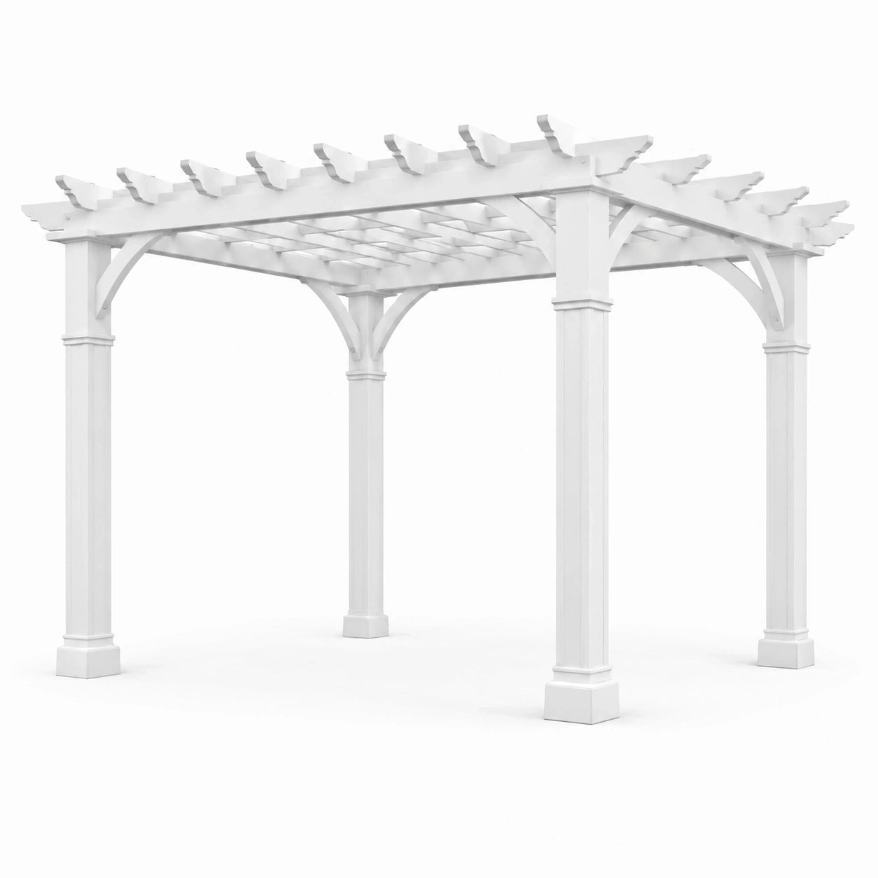 Pergola autoportante blanche en PVC à toiture ajourée, 366 × 366 × 269 cm