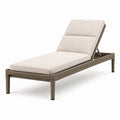 Bain de soleil en résine tressée taupe avec coussin beige et dossier réglable, 200 × 70 × 95 cm