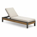 Bain de soleil beige en métal anthracite et bois marron avec dossier réglable, 200 x 70 x 95 cm