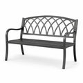 Banc de jardin en métal noir avec dossier ajouré, 127 × 60 × 88 cm