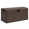 Coffre de rangement extérieur verrouillable en plastique effet bois marron et noir, 120 × 54 × 60 cm