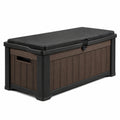 Coffre de rangement extérieur avec assise, marron et noir, 120 × 60 × 65 cm