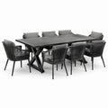 Ensemble repas de jardin 11 pièces noir et gris avec table 240 × 100 × 75 cm et 10 fauteuils 60 × 62 × 85 cm