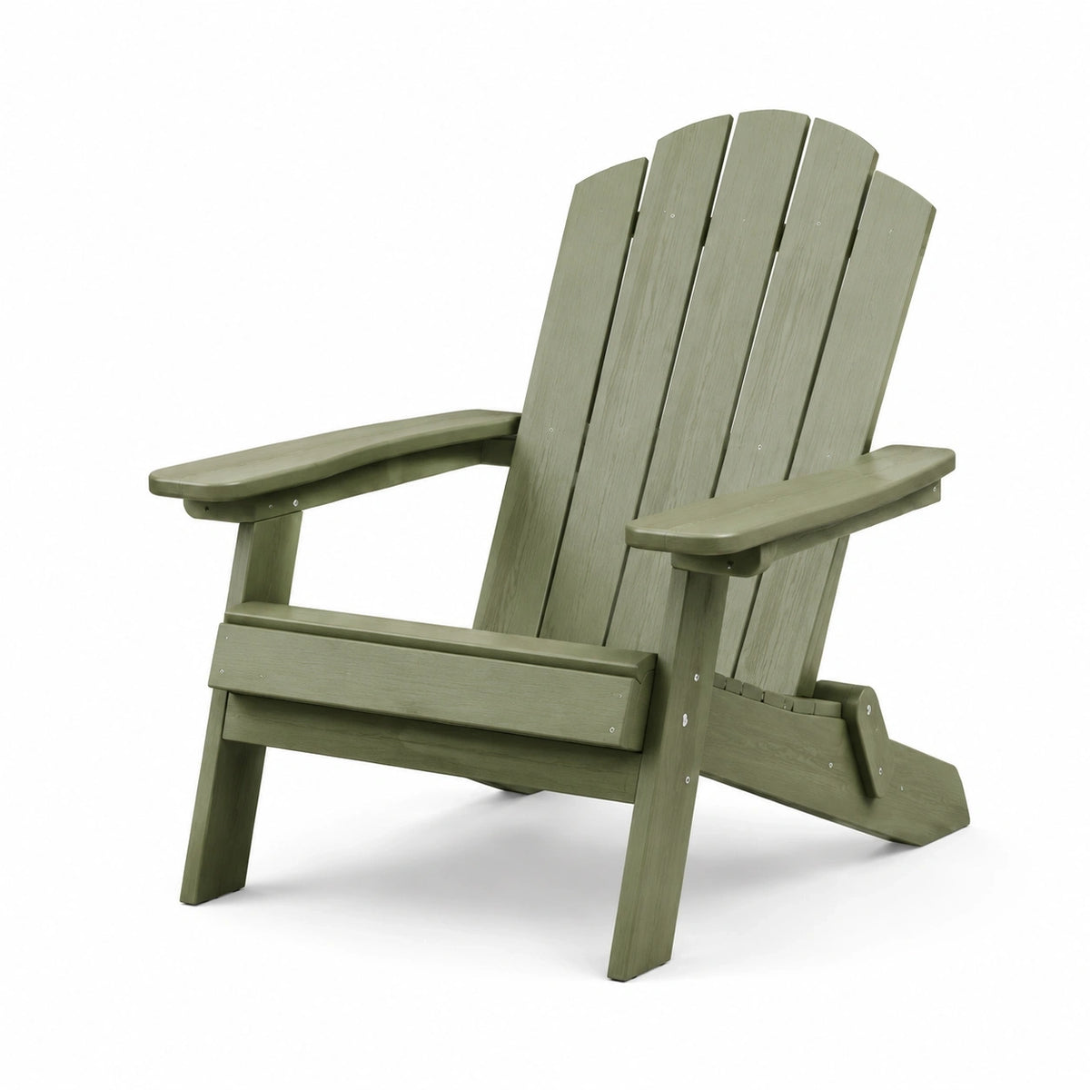 Fauteuil de jardin Adirondack en composite vert olive, 83 × 78 × 95 cm, dossier haut à lattes